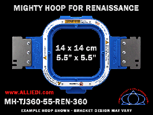 Renaissance 5.5 x 5.5 inch (14 x 14 cm) Square Magnetic Mighty Hoop for 360 mm Sew Field / Arm Spacing