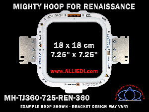 Renaissance 7.25 x 7.25 inch (18 x 18 cm) Square Magnetic Mighty Hoop for 360 mm Sew Field / Arm Spacing