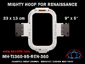 Renaissance 9 x 5 inch (23 x 13 cm) Vertical Rectangular Magnetic Mighty Hoop for 360 mm Sew Field / Arm Spacing