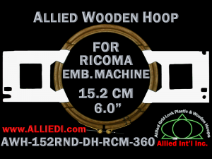 15.2 cm (6.0 inch) Round Allied Wooden Embroidery Hoop, Double Height - Ricoma 360
