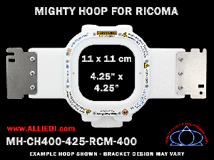 Ricoma 4.25 x 4.25 inch (11 x 11 cm) Square Magnetic Mighty Hoop for 400 mm Sew Field / Arm Spacing