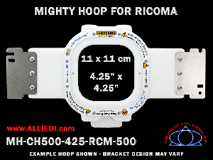 Ricoma 4.25 x 4.25 inch (11 x 11 cm) Square Magnetic Mighty Hoop for 500 mm Sew Field / Arm Spacing