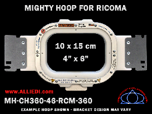 Ricoma 4 x 6 inch (10 x 15 cm) Rectangular Magnetic Mighty Hoop for 360 mm Sew Field / Arm Spacing