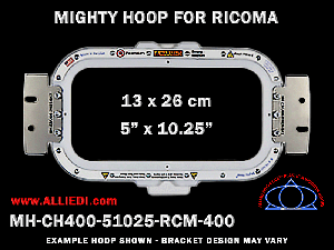 Ricoma 5 x 10.25 inch (13 x 26 cm) Horizontal Rectangular Magnetic Mighty Hoop for 400 mm Sew Field / Arm Spacing