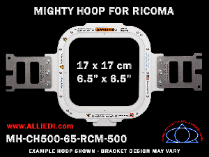 Ricoma 6.5 x 6.5 inch (17 x 17 cm) Square Magnetic Mighty Hoop for 500 mm Sew Field / Arm Spacing