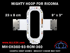Ricoma 9 x 3 inch (23 x 8 cm) Vertical Rectangular Magnetic Mighty Hoop for 360 mm Sew Field / Arm Spacing