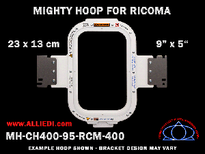 Ricoma 9 x 5 inch (23 x 13 cm) Vertical Rectangular Magnetic Mighty Hoop for 400 mm Sew Field / Arm Spacing