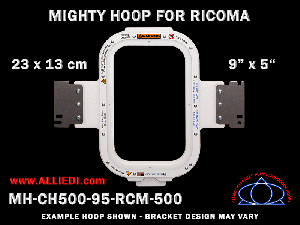 Ricoma 9 x 5 inch (23 x 13 cm) Vertical Rectangular Magnetic Mighty Hoop for 500 mm Sew Field / Arm Spacing