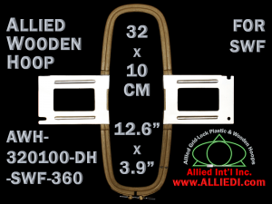 32.0 x 10.0 cm (12.6 x 3.9 inch) Rectangular Allied Wooden Embroidery Hoop, Double Height - SWF 360