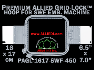 16 x 17 cm (6.5 x 7 inch) Rectangular Premium Allied Grid-Lock Plastic Embroidery Hoop - SWF 450