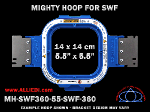 SWF 5.5 x 5.5 inch (14 x 14 cm) Square Magnetic Mighty Hoop for 360 mm Sew Field / Arm Spacing