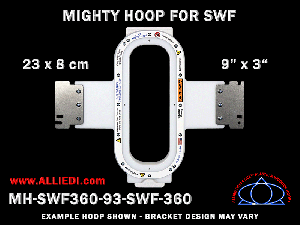 SWF 9 x 3 inch (23 x 8 cm) Vertical Rectangular Magnetic Mighty Hoop for 360 mm Sew Field / Arm Spacing