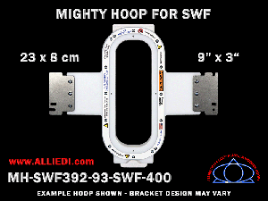 SWF 9 x 3 inch (23 x 8 cm) Vertical Rectangular Magnetic Mighty Hoop for 400 mm Sew Field / Arm Spacing