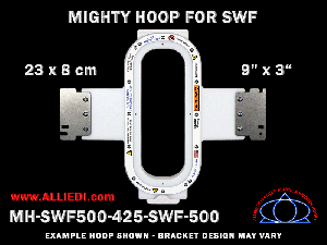 SWF 9 x 3 inch (23 x 8 cm) Vertical Rectangular Magnetic Mighty Hoop for 500 mm Sew Field / Arm Spacing
