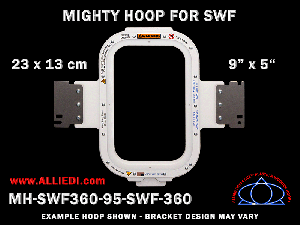 SWF 9 x 5 inch (23 x 13 cm) Vertical Rectangular Magnetic Mighty Hoop for 360 mm Sew Field / Arm Spacing