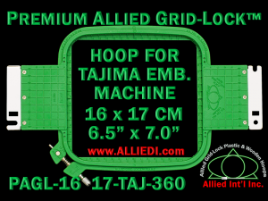 Tajima 16 x 17 cm (6.5 x 7 inch) Rectangular Premium Allied Grid-Lock Embroidery Hoop for 360 mm Sew Field / Arm Spacing