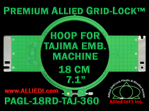 Tajima 18 cm (7.1 inch) Round Premium Allied Grid-Lock Embroidery Hoop for 360 mm Sew Field / Arm Spacing