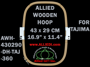 43.0 x 29.0 cm (16.9 x 11.4 inch) Rectangular Allied Wooden Embroidery Hoop, Double Height - Tajima 360