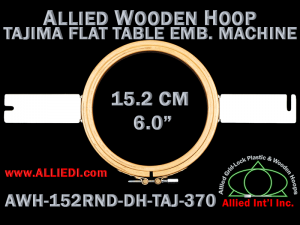 15.2 cm (6.0 inch) Round Allied Wooden Embroidery Hoop, Double Height - Tajima 370 Flat Table