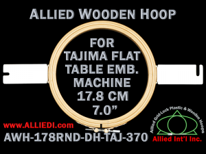 17.8 cm (7.0 inch) Round Allied Wooden Embroidery Hoop, Double Height - Tajima 370 Flat Table