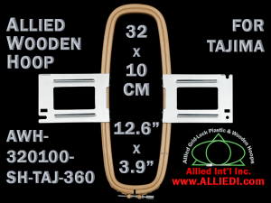32.0 x 10.0 cm (12.6 x 3.9 inch) Rectangular Allied Wooden Embroidery Hoop, Single Height - Tajima 360