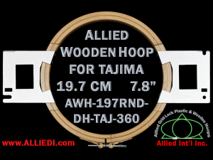 19.7 cm (7.8 inch) Round Allied Wooden Embroidery Hoop, Double Height - Tajima 360
