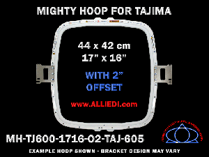 Tajima 17.25 x 16.6 inch (44 x 42 cm) with 2" Off-set Rectangular Magnetic Mighty Hoop for 605 mm Sew Field / Arm Spacing