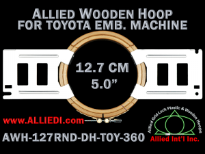 12.7 cm (5.0 inch) Round Allied Wooden Embroidery Hoop, Double Height - Toyota 360