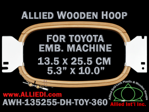 13.5 x 25.5 cm (5.3 x 10.0 inch) Rectangular Allied Wooden Embroidery Hoop, Double Height - Toyota 360