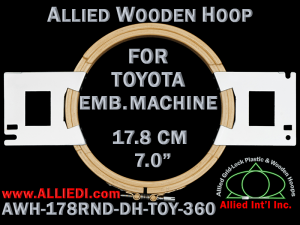 17.8 cm (7.0 inch) Round Allied Wooden Embroidery Hoop, Double Height - Toyota 360