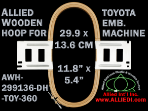 29.9 x 13.6 cm (11.8 x 5.3 inch) Rectangular Allied Wooden Embroidery Hoop, Double Height - Toyota 360
