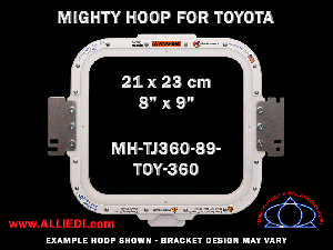 Toyota 8 x 9 inch (21 x 23 cm) Rectangular Magnetic Mighty Hoop for 360 mm Sew Field / Arm Spacing