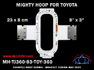 Toyota 9 x 3 inch (23 x 8 cm) Vertical Rectangular Magnetic Mighty Hoop for 360 mm Sew Field / Arm Spacing