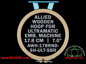 17.8 cm (7.0 inch) Round Allied Wooden Embroidery Hoop, Single Height - Ultramatic 123 mm Short Bar Type Flat Table