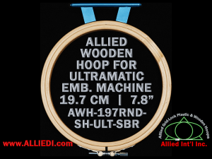 19.7 cm (7.8 inch) Round Allied Wooden Embroidery Hoop, Single Height - Ultramatic 123 mm Short Bar Type Flat Table