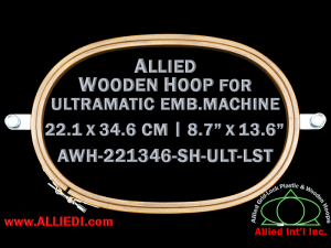 22.1 x 34.6 cm (8.7 x 13.6 inch) Oval Allied Wooden Embroidery Hoop, Single Height - Ultramatic 464 mm Long Screw Type Flat Table