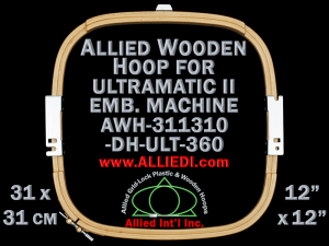 31.1 x 31.0 cm (12.2 x 12.2 inch) Rectangular Allied Wooden Embroidery Hoop, Double Height - Ultramatic-II 360