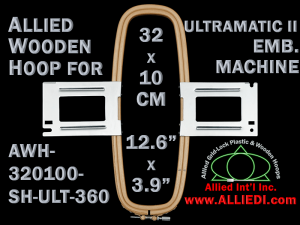 32.0 x 10.0 cm (12.6 x 3.9 inch) Rectangular Allied Wooden Embroidery Hoop, Single Height - Ultramatic-II 360