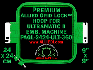 24 x 24 cm (9 x 9 inch) Square Premium Allied Grid-Lock Plastic Embroidery Hoop - Ultramatic-II 360