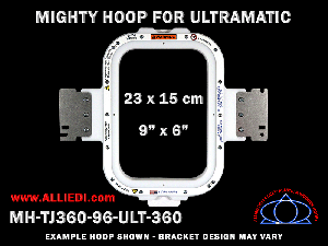 Ultramatic-II 9 x 6 inch (23 x 15 cm) Vertical Rectangular Magnetic Mighty Hoop for 360 mm Sew Field / Arm Spacing