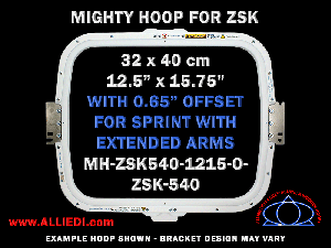 ZSK 12.5 x 15.75 inch (32 x 40 cm) with 0.65 inch Offset for Sprint Extended Tubular Holder - Rectangular Magnetic Mighty Hoop for 540 mm Sew Field / Arm Spacing