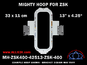 ZSK 13 x 4.25 inch (33 x 11 cm) Vertical Rectangular Magnetic Mighty Hoop for 400 mm Sew Field / Arm Spacing