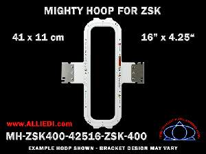 ZSK 16 x 4.25 inch (41 x 11 cm) with 1.5 inch Offset Vertical Magnetic Mighty Hoop for 400 mm Sew Field / Arm Spacing