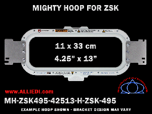 ZSK 4.25 x 13 inch (11 x 33 cm) Horizontal Magnetic Mighty Hoop for 495 mm Sew Field / Arm Spacing