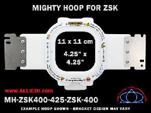 ZSK 4.25 x 4.25 inch (11 x 11 cm) Square Magnetic Mighty Hoop for 400 mm Sew Field / Arm Spacing