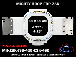 ZSK 4.25 x 4.25 inch (11 x 11 cm) Square Magnetic Mighty Hoop for 495 mm Sew Field / Arm Spacing