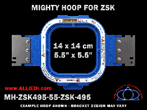 ZSK 5.5 x 5.5 inch (14 x 14 cm) Square Magnetic Mighty Hoop for 495 mm Sew Field / Arm Spacing