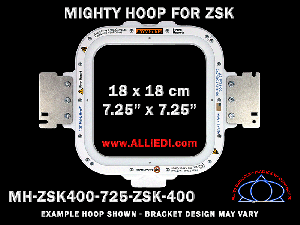 ZSK 7.25 x 7.25 inch (18 x 18 cm) Square Magnetic Mighty Hoop for 400 mm Sew Field / Arm Spacing