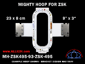 ZSK 9 x 3 inch (23 x 8 cm) Vertical Rectangular Magnetic Mighty Hoop for 495 mm Sew Field / Arm Spacing