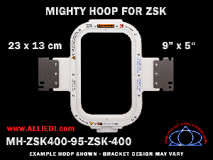 ZSK 9 x 5 inch (23 x 13 cm) Vertical Rectangular Magnetic Mighty Hoop for 400 mm Sew Field / Arm Spacing